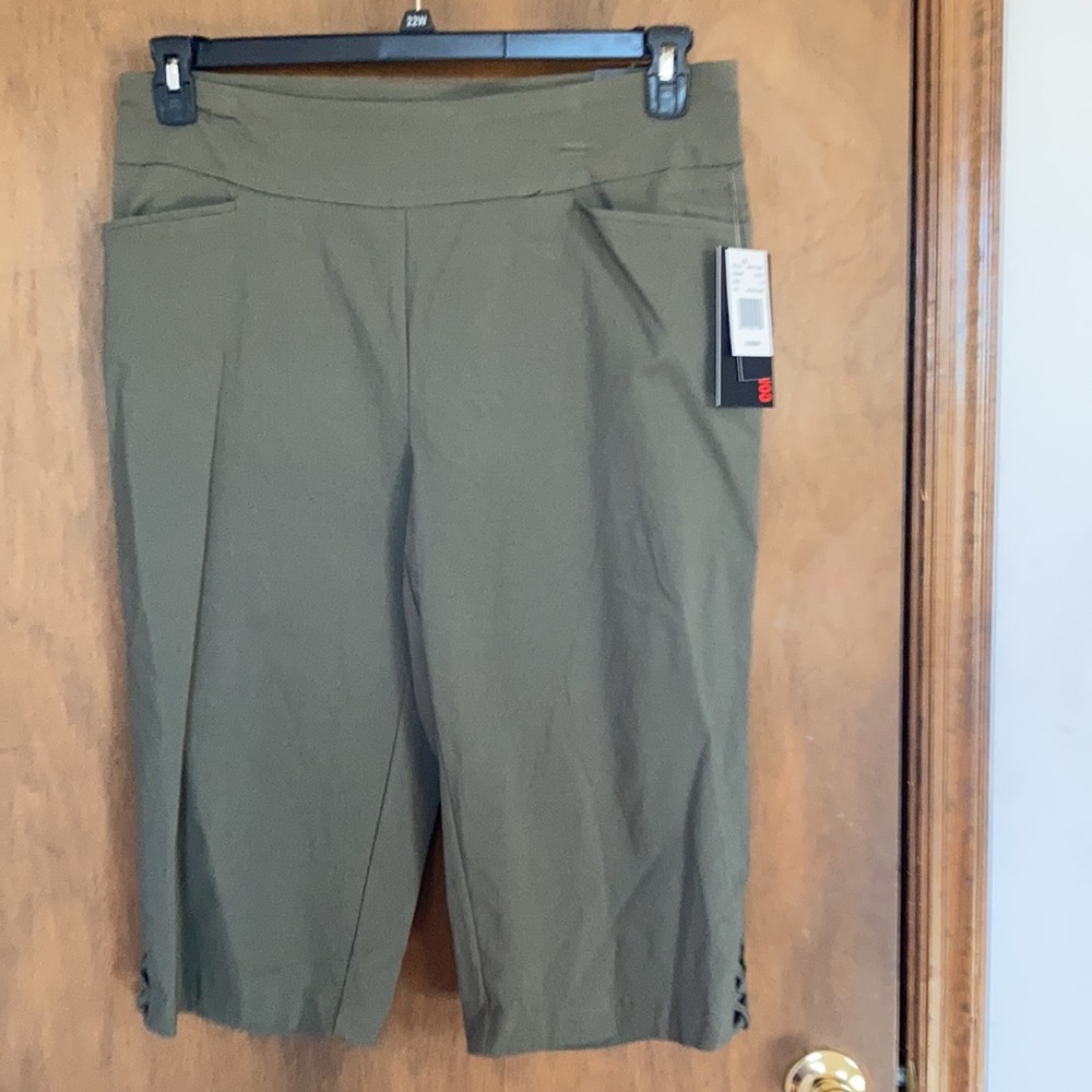 Briggs comfort waistband hidden elastic Capri olive size 16 - Picture 12 of 16